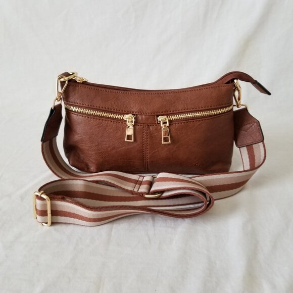 NEW! Trendy Faux Leather Purse/Crossbody/Shoulder Bag w/Detachable Woven Strap - Picture 1 of 13
